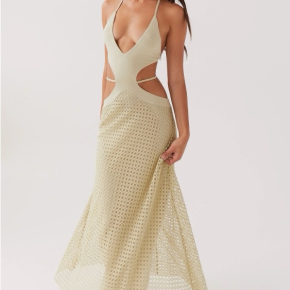 Peppermayo Creamy Olive Backless Dress